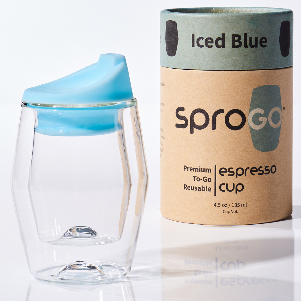 SPROGO Reusable Travel Espresso Cup 4.5 oz/133 ml. - Iced Blue Web