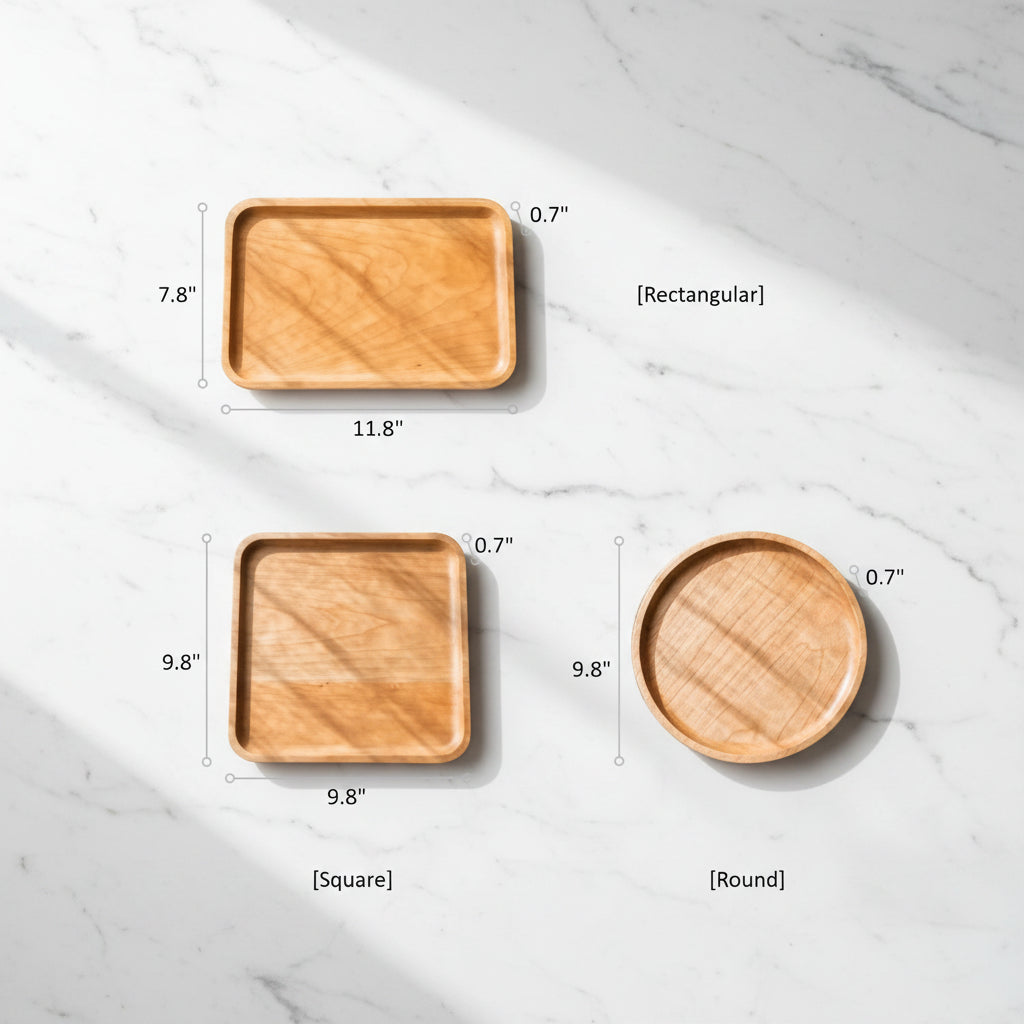 Natural Wood Plate Serving Tray (round, square, or rectangle) - JH WdServTBxWRnd14