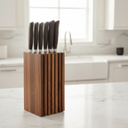 Slotted Knife Block — Solid Walnut