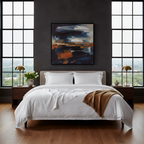 White bedding on a bed that is between two large windows.