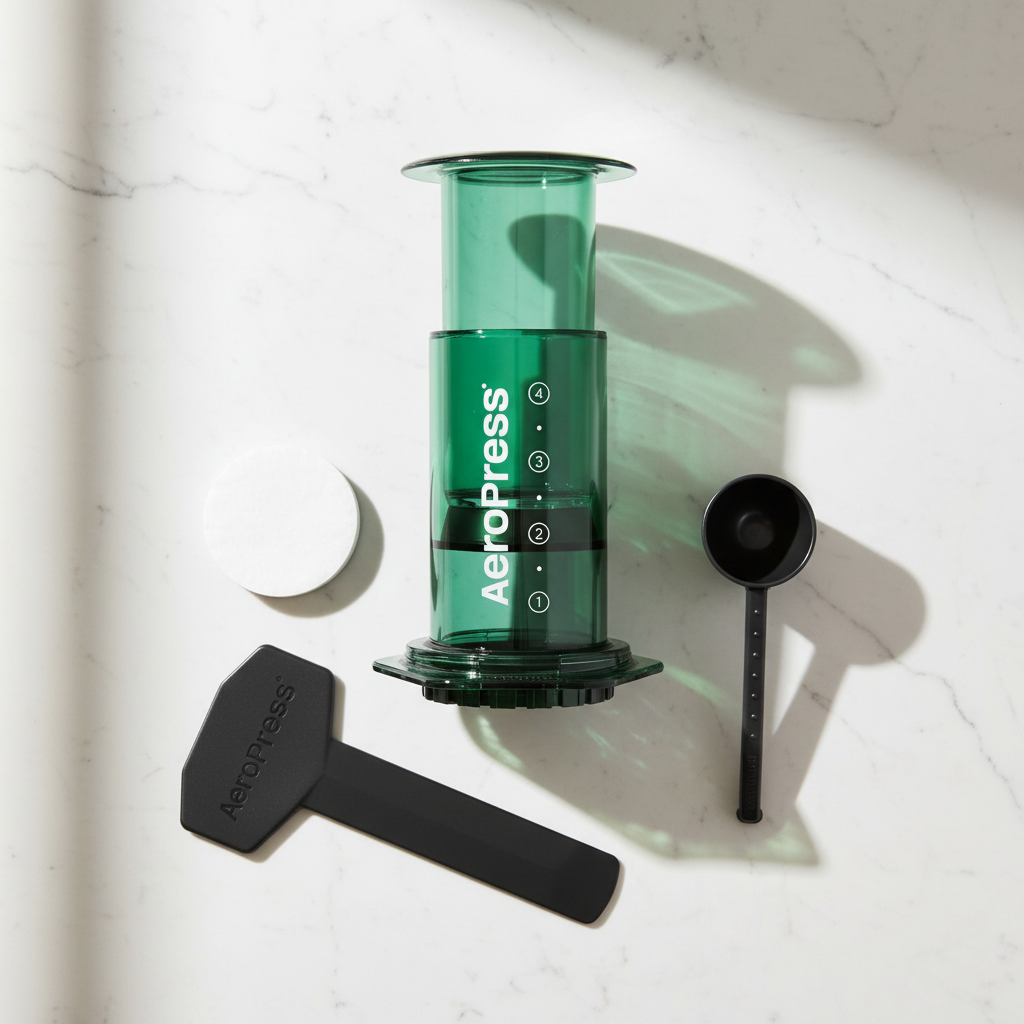 AeroPress Green Kit Flat Lay - LAH Hero