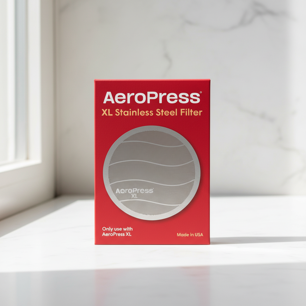 AeroPress XL SS Filter Packaging - LAH Hero