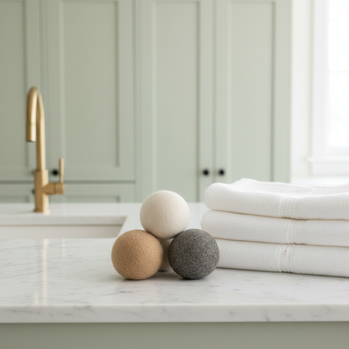 Alpaca Dryer Balls — Counter Flat Lay Lifestyle
