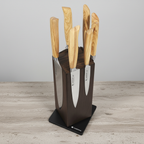 Ash Magnetic Spinning Knife Block - Modern Surface with Knives