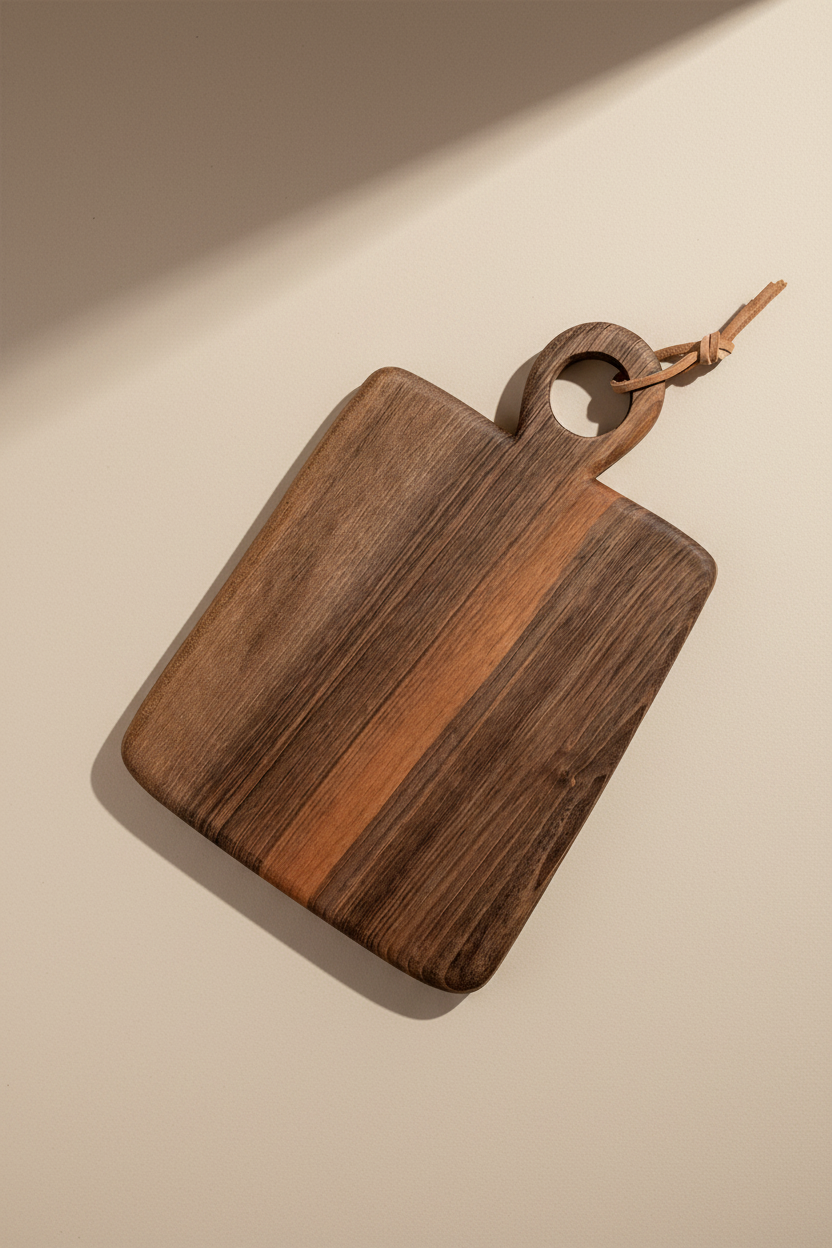 One rectangular shaped Une Vie Nomade cutting board on a light surface.