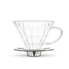 Yama Glass Cone Coffee Dripper - Stainless Steel Base - diamond hero silver