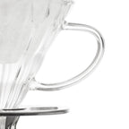 Yama Glass Cone Coffee Dripper - Stainless Steel Base - diamond silver handle