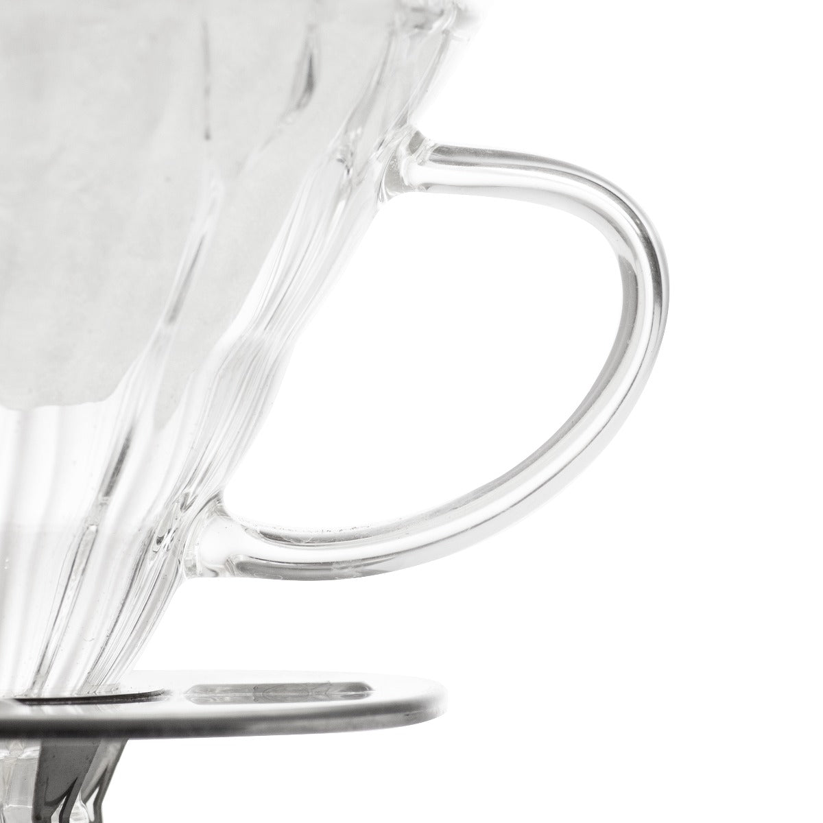 Yama Glass Cone Coffee Dripper - Stainless Steel Base - diamond silver handle
