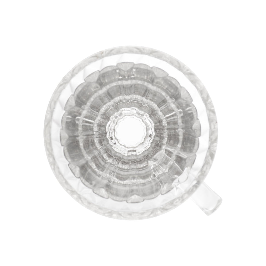 Yama Glass Cone Coffee Dripper - Stainless Steel Base - diamond top down