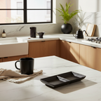 Editorial coffee corner with organically spaced products