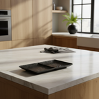 Empty dish in an upscale marble kitchen