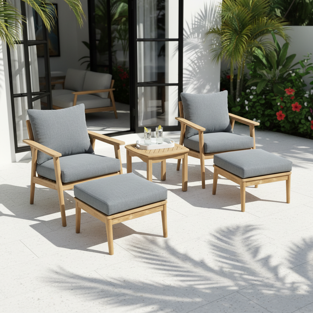 Eve Chairs + Table — Palm Beach