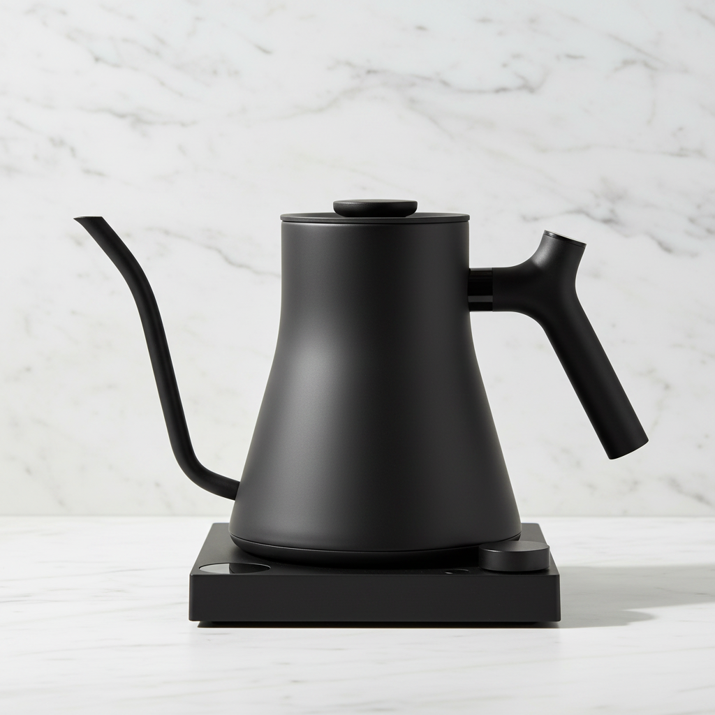 Fellow Stagg EKG Pro stovetop kettle in Matte Black on a light background.