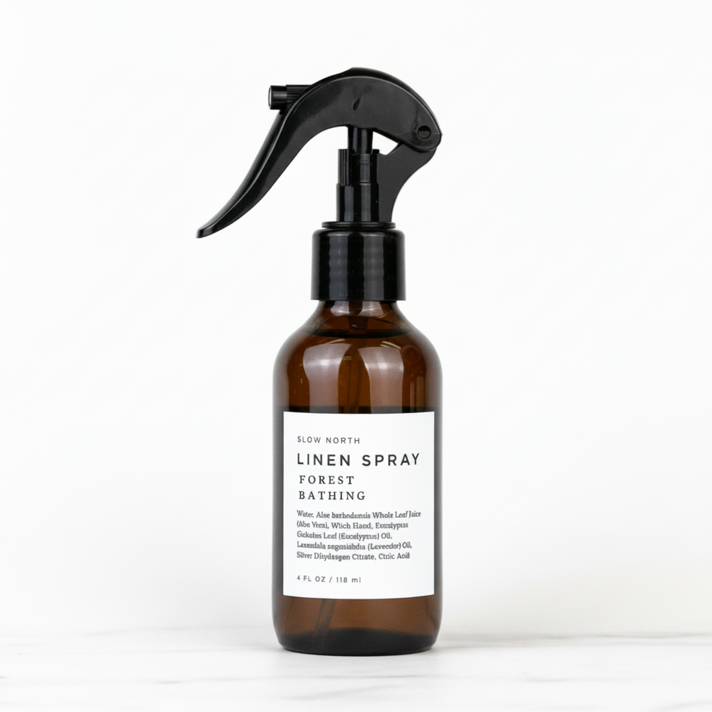 Forest Bathing Linen Spray on a light background.