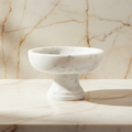 Gala Marble Pedestal Bowl - Glistening Gold Veining