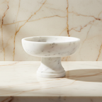 Gala Marble Pedestal Bowl - Glistening Gold Veining