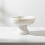 Gala Natural Marble Pedestal Bowl on a light surface.