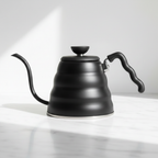 Hario Buono V60 Matte Black stovetop kettle on a light background