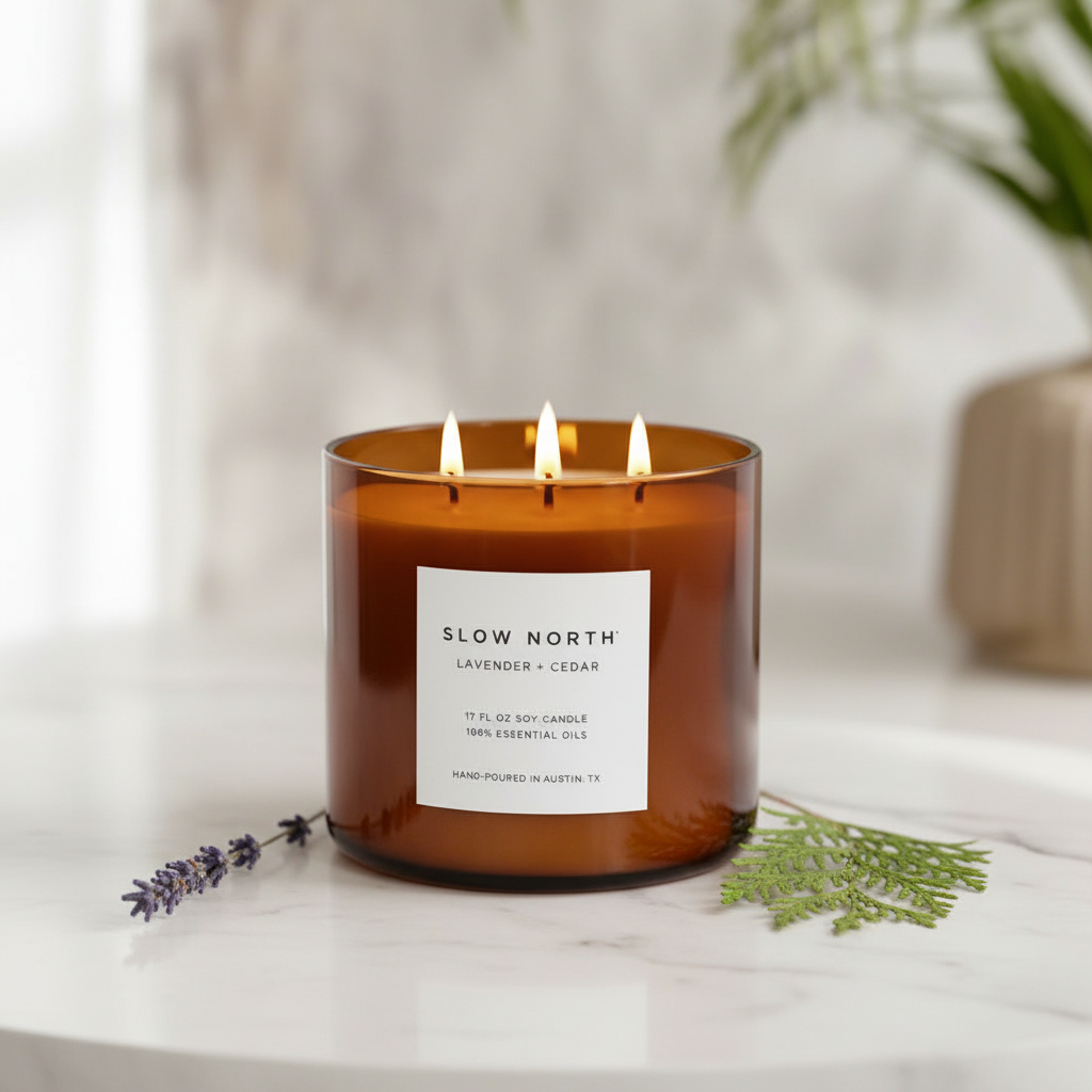 Lavender + Cedar 3-Wick – LAH Hero 3 Lifestyle