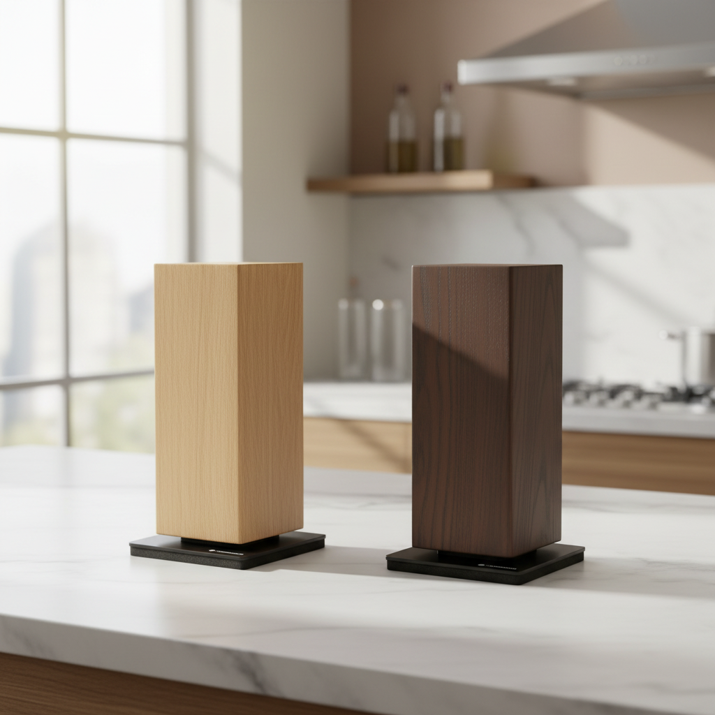 Oak & Ash Magnetic Spinning Knife Blocks - Modern Kitchen LAH Hero