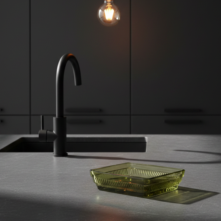 Olive Green Glass Soap Dish – Modern Kitchen LAH Hero