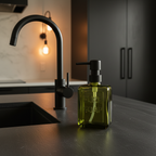 Olive Green Glass Soap Dispenser – Dark Modern Kitchen