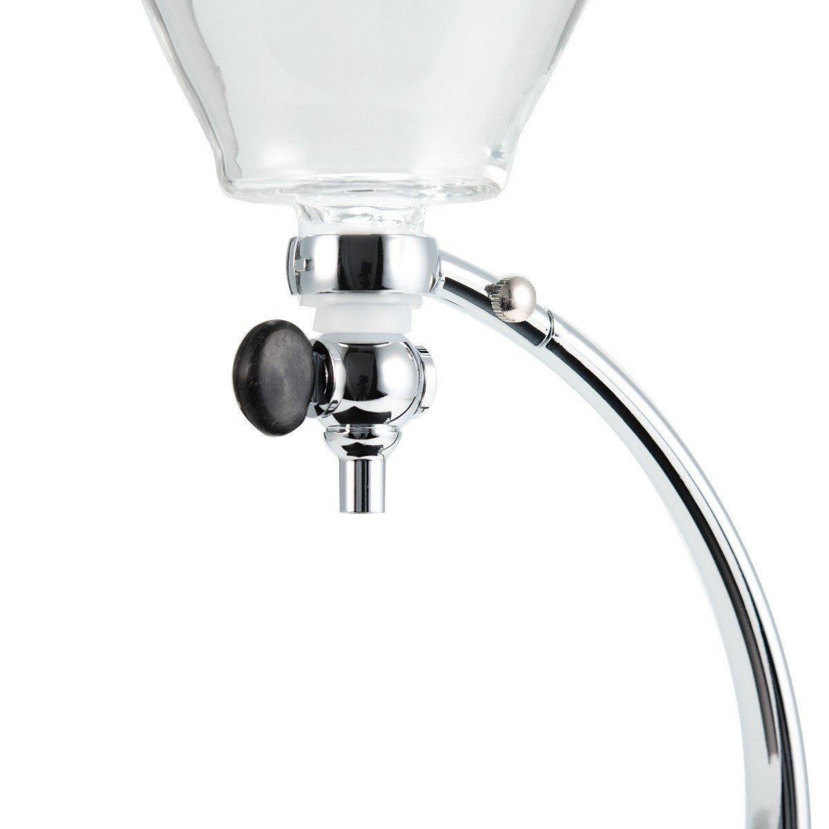 Close up image of a yama glass silverton drip pour over on a white background