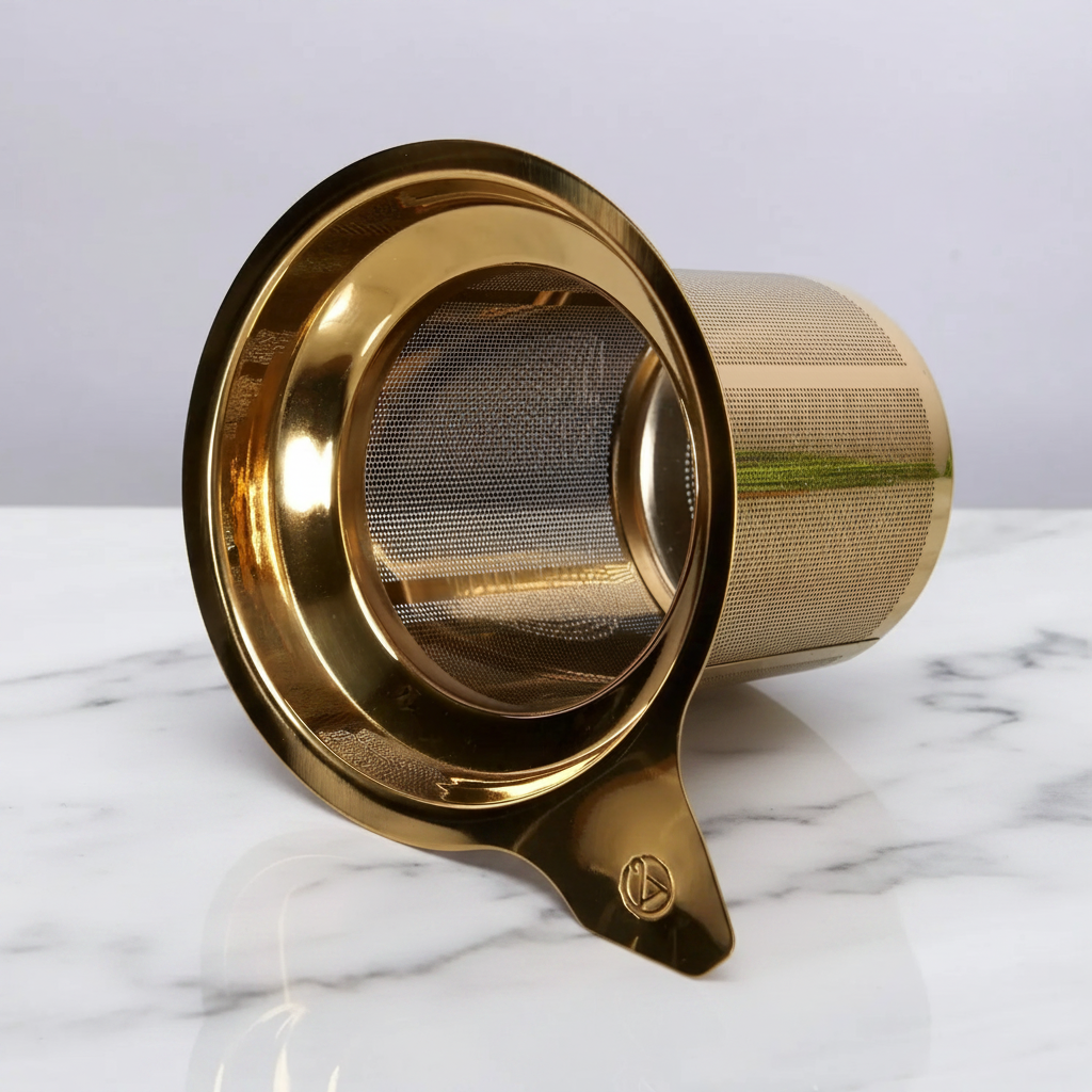 Single Cup Tea Infuser - Gold angled