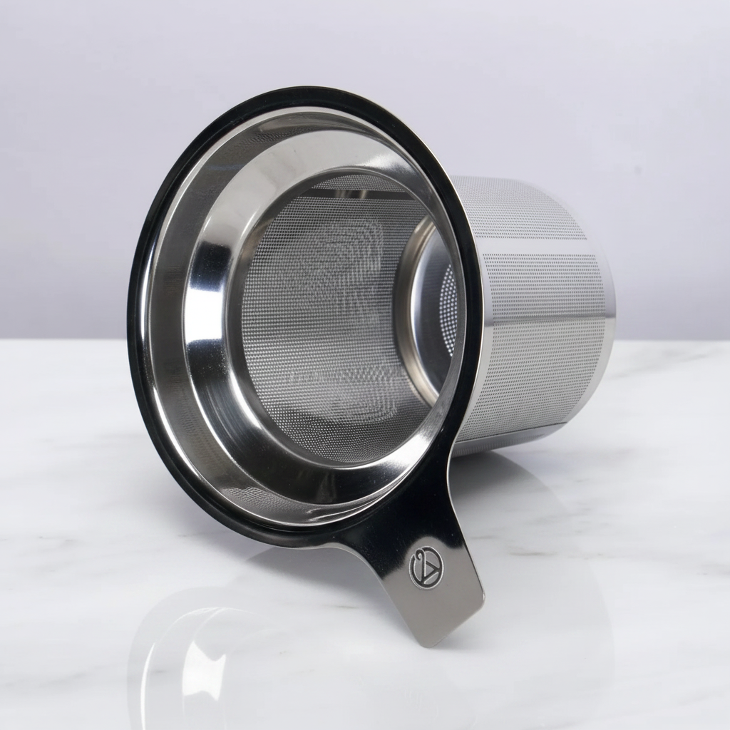 Single Cup Tea Infuser - Silver angled