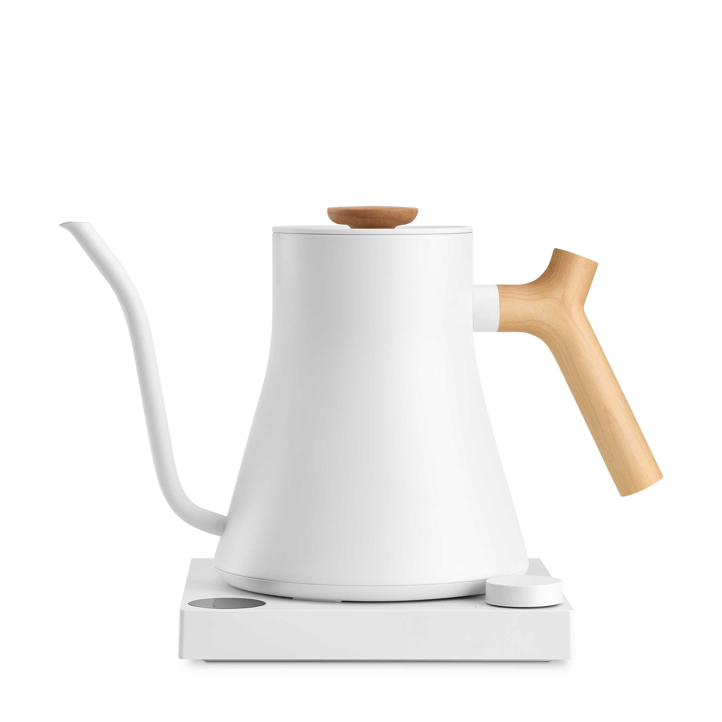 Fellow Stagg EKG Pro Electric Kettle - Matte White w/ Maple - hero 6179d55b 234f 4a9a 883f 7f7c7b2b90c1