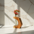 Teak Crescent Propagation Vase - Light & Creamy