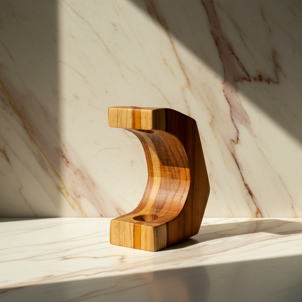 Teak Crescent Vase - Body Only - Light & Creamy