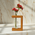 Teak Half-Square Propagation Vase - Light & Creamy