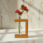 Teak Half-Square Propagation Vase - Light & Creamy