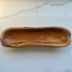 Teak Live Edge Tray - Clean White Marble