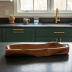Teak Live Edge Tray - Green Kitchen Lived-In Side Profile