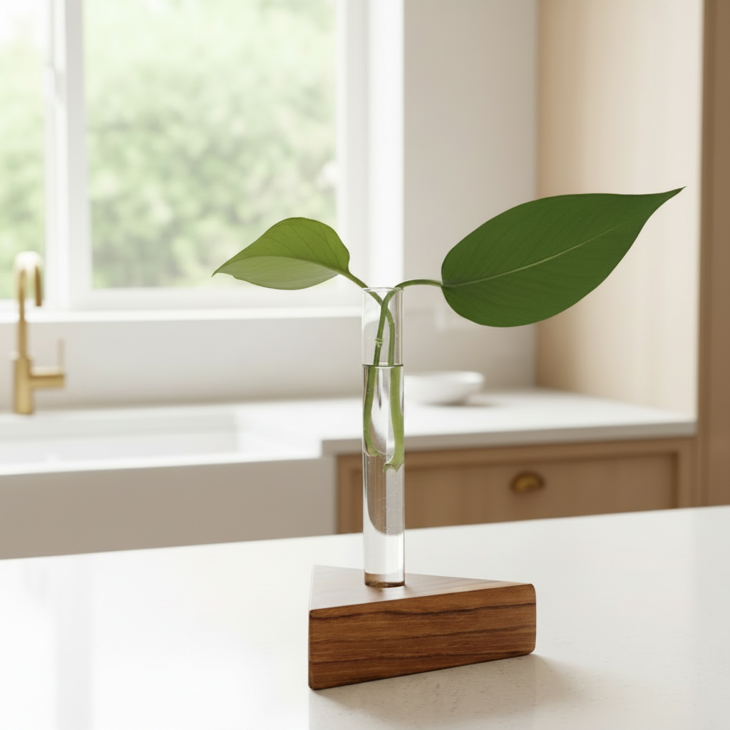 Teak Triangle Propagation Vase – Clean Kitchen Hero
