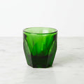 Vero Cortado Glass (4.25oz) - Emerald, on a white marble surface.